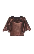 Rochas Flare Sleeve Brocade Top