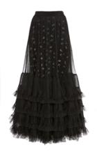 Giambattista Valli Ruffled Lace-trim A-line Maxi Skirt
