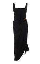Acler Maine Asymmetrical Draped-waist Midi Dress