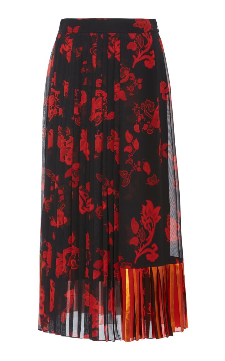 Tory Burch Floral-print Pleated Chiffon Skirt