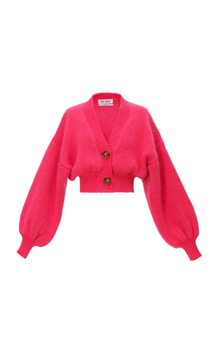The Attico Balloon-sleeve Mohair-blend Cropped Cardigan