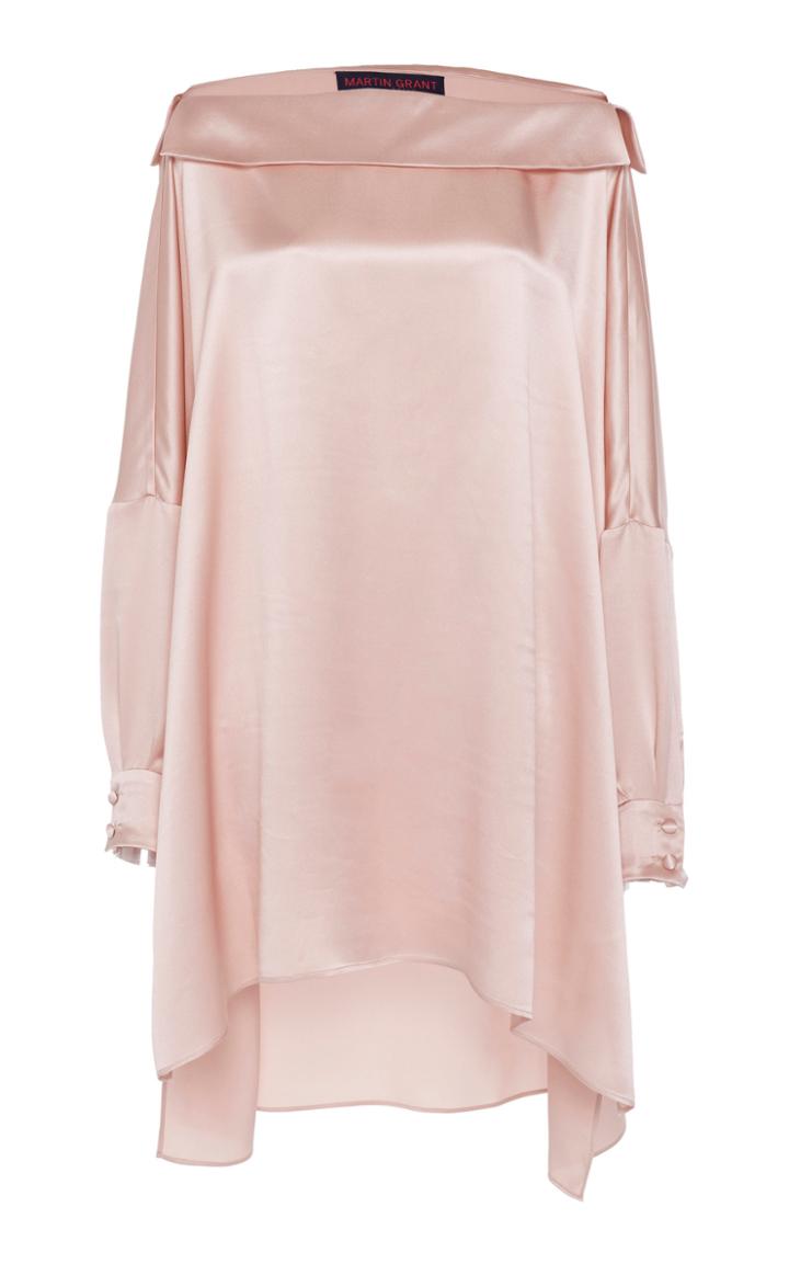Martin Grant Asymmetrical Boatneck Silk Blouse