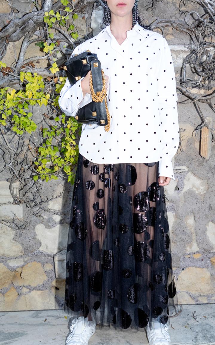 Moda Operandi Valentino Polka Dot Tulle Midi Skirt