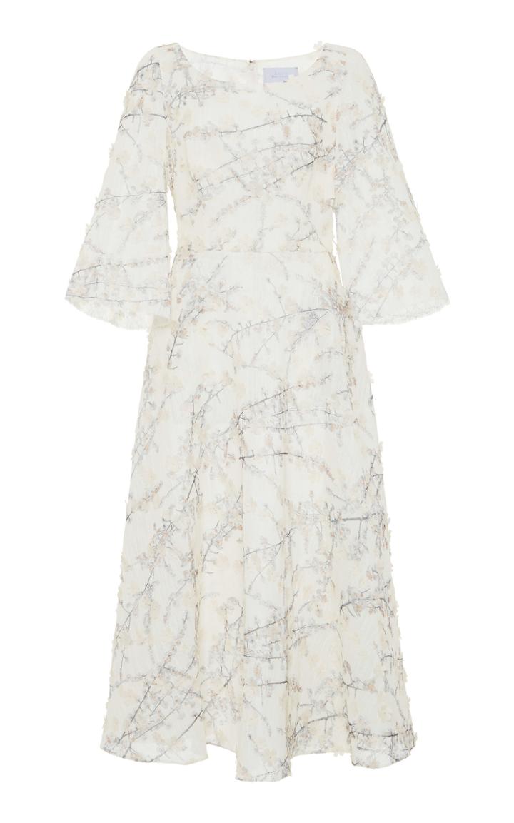 Luisa Beccaria Floral Embroidered Knee Length Dress