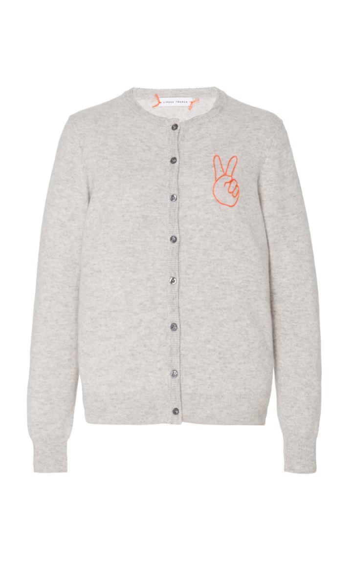 Moda Operandi Lingua Franca Peace Cashmere Cardigan With Poppy Thread Size: Xs