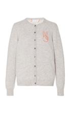 Moda Operandi Lingua Franca Peace Cashmere Cardigan With Poppy Thread Size: Xs