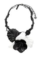 Oscar De La Renta Black And White Resin Flower Necklace
