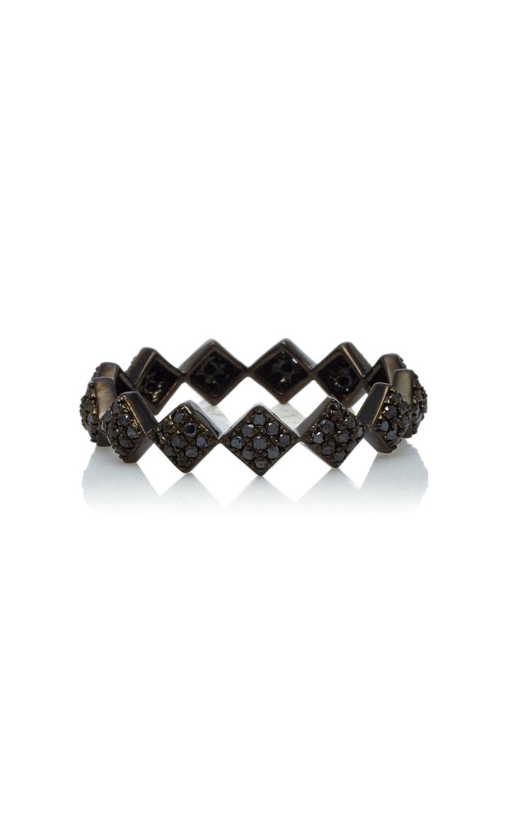 Ofira 18k Black Gold Black Diamond Tattoo Band Ring