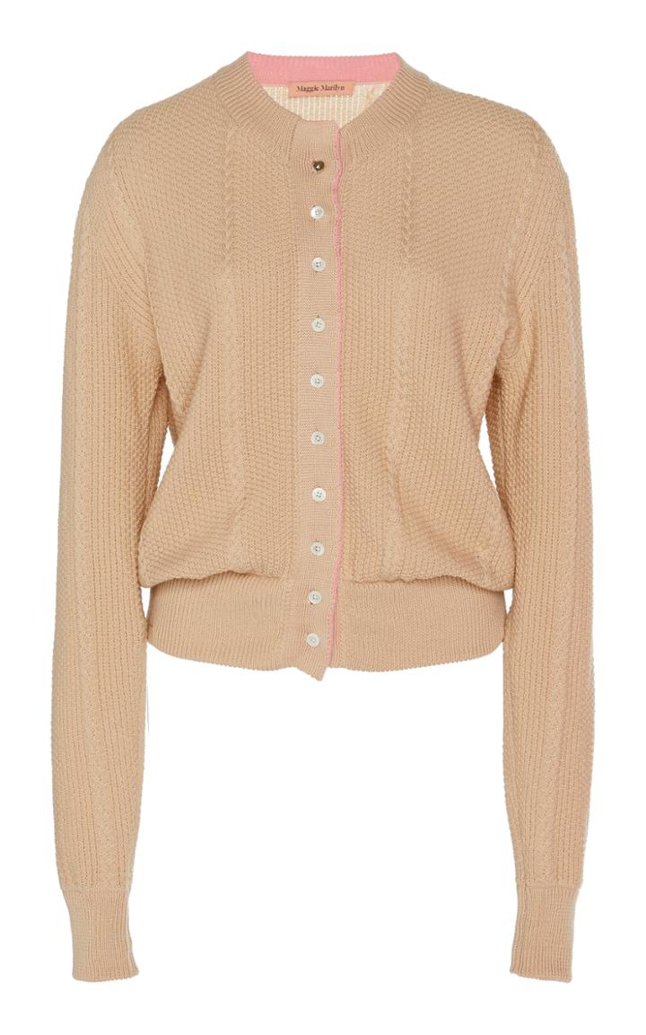 Maggie Marilyn Pearls Of Wisdom Wool-blend Cardigan Size: M