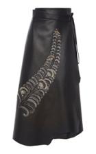 Moda Operandi Prada Sequined Tie-waist Leather Wrap Skirt Size: 36