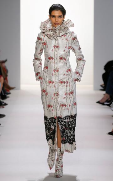 Brock Collection Palagno Printed Lace-embroidered Faille Coat