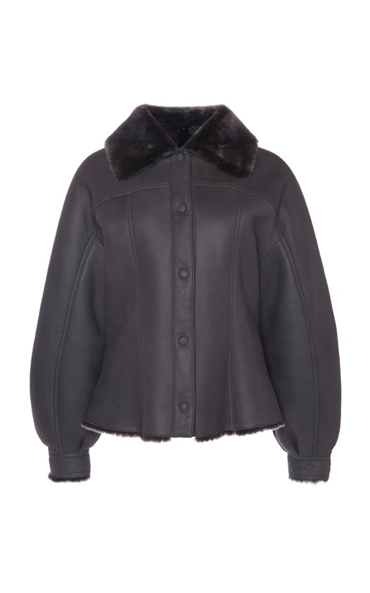 Moda Operandi Alberta Ferretti Leather Shearling-trimmed Coat