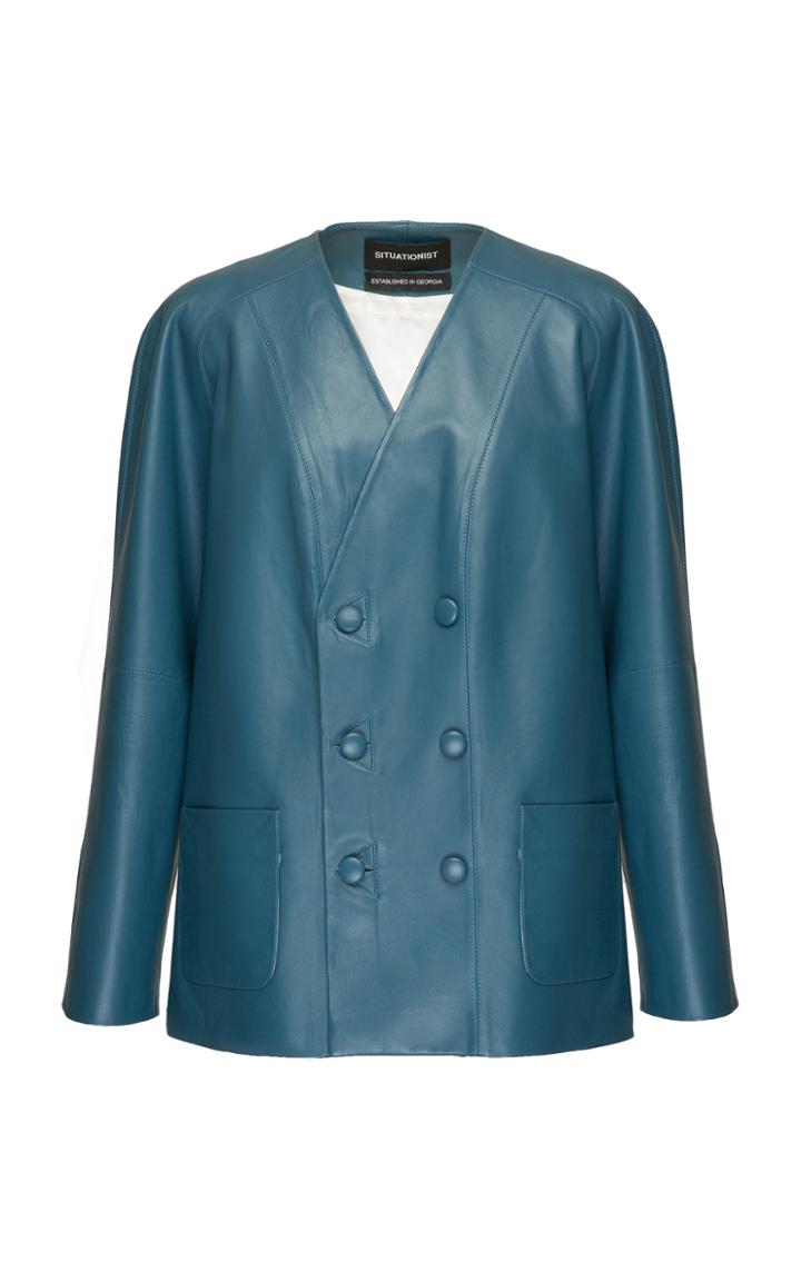 Situationist Leather Double Breasted Jacket