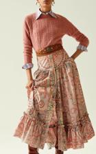 Etro Ruffle-trimmed Cotton-poplin Midi Skirt