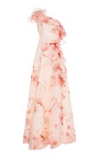 Moda Operandi Costarellos Printed Organza One-shoulder Ruffle Dress Size: 34