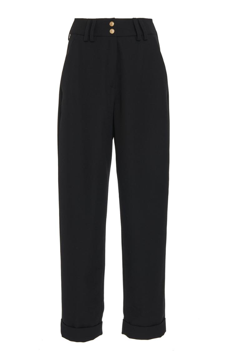 Balmain High-waisted Grain De Poudre Tapered Pants