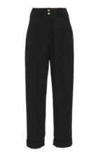 Balmain High-waisted Grain De Poudre Tapered Pants