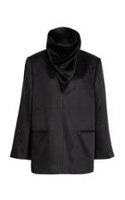 Toteme Apremont Satin-wool Funnel Neck Shirt Jacket