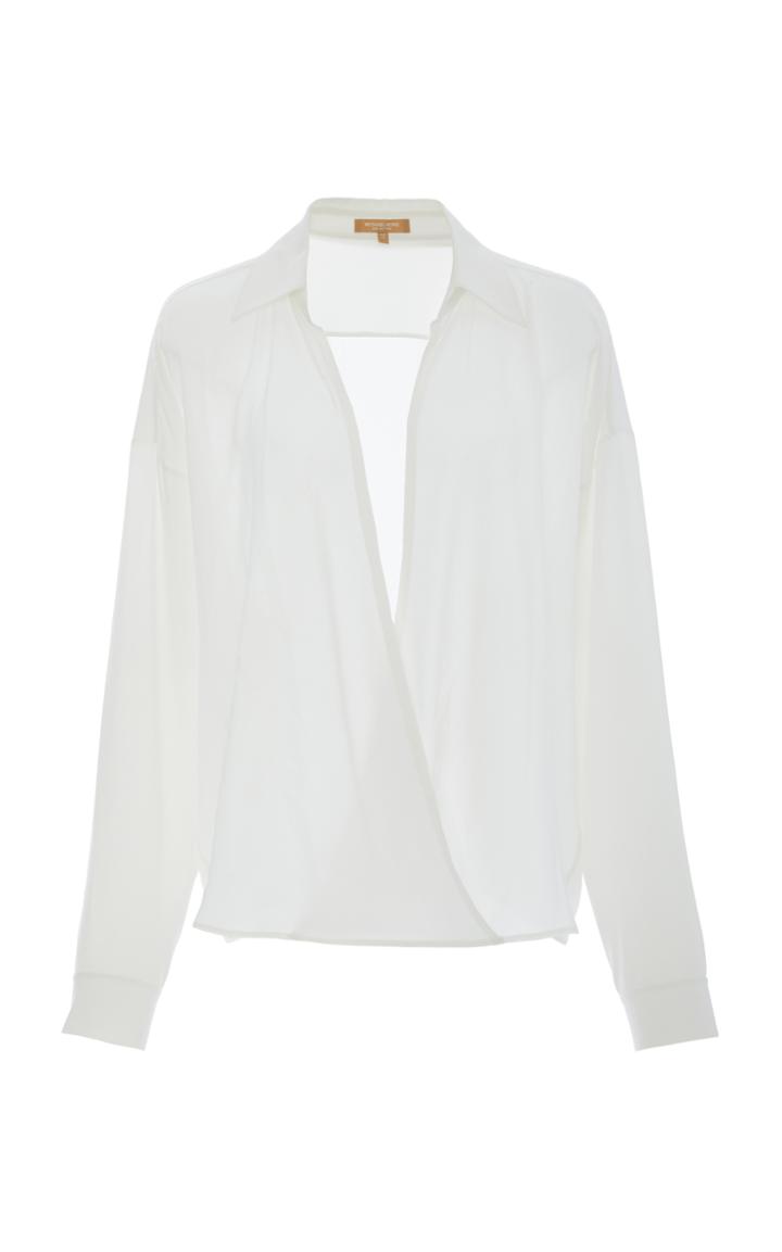 Michael Kors Collection Cross Front Silk Shirt