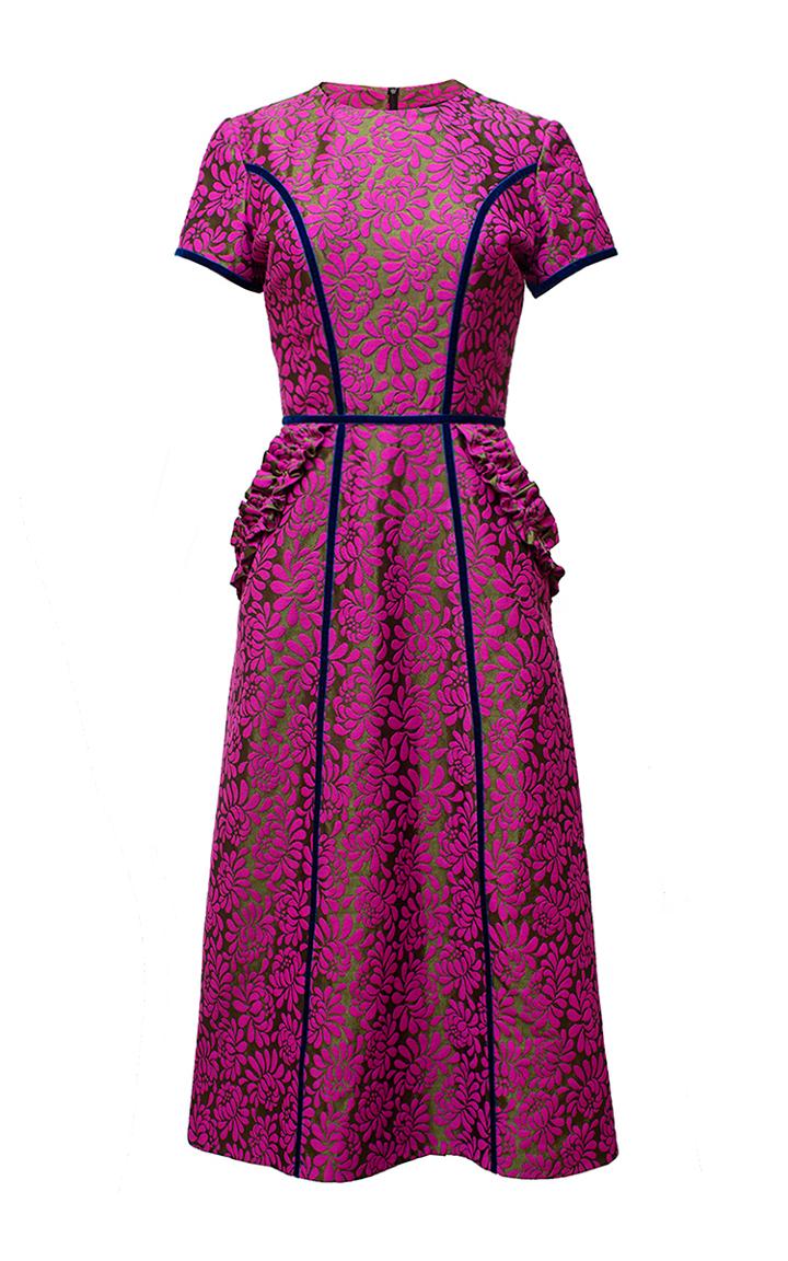 Diana Kvariani A-line Midi Floral Lace Dress