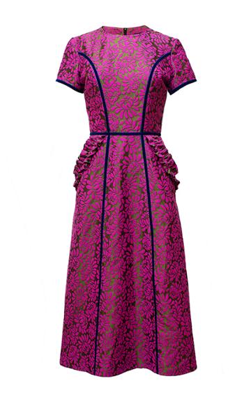 Diana Kvariani A-line Midi Floral Lace Dress