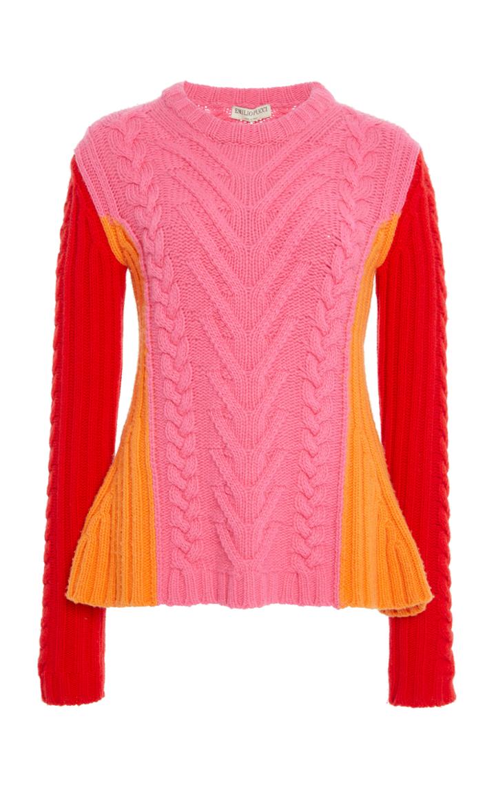 Emilio Pucci Cableknit Colorblocked Pullover