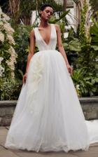 Vera Wang Azalea V-neck Hand Draped French Tulle Ball Gown