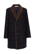 Boglioli Tartan Shearling-trimmed Coat Size: 50