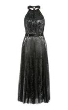 Moda Operandi Michael Kors Collection Linear Sequined Tulle Leather-trimmed Dress
