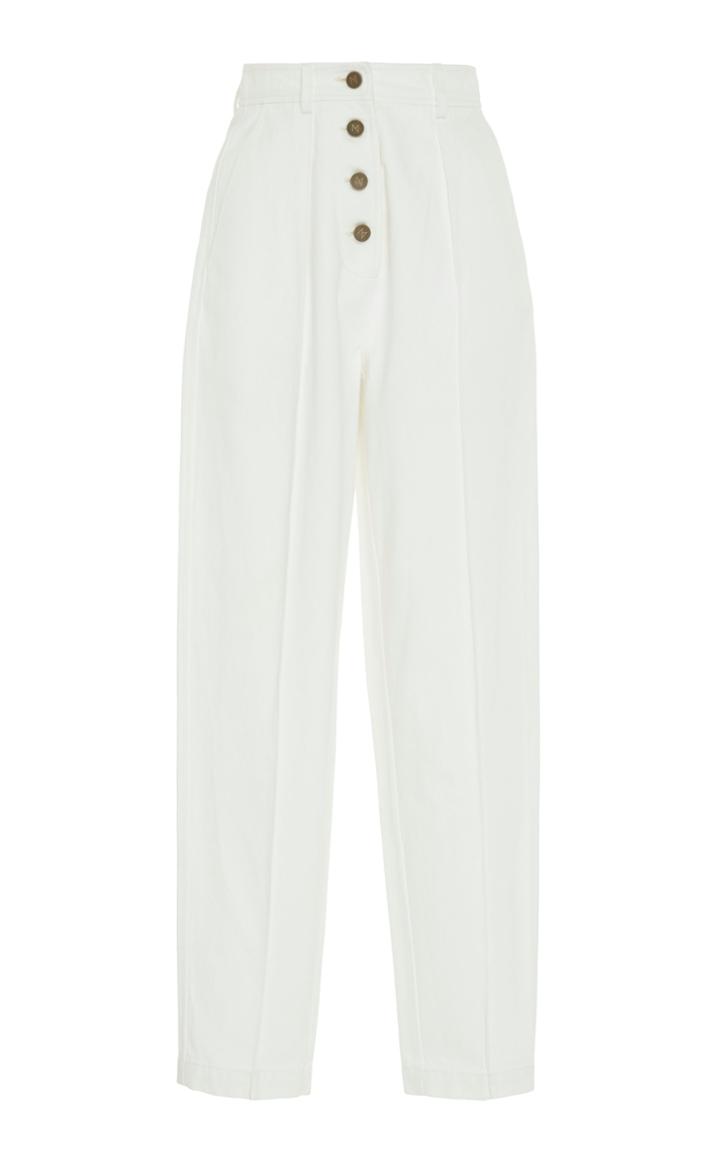 Zeynep Aray Pleated Cotton High-rise Trousers
