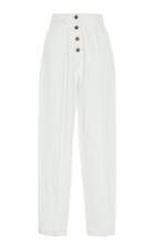 Zeynep Aray Pleated Cotton High-rise Trousers
