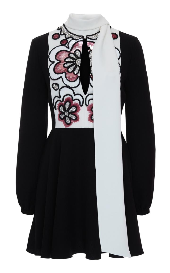 Moda Operandi Valentino Draped Embroidered Silk Mini Dress Size: 36