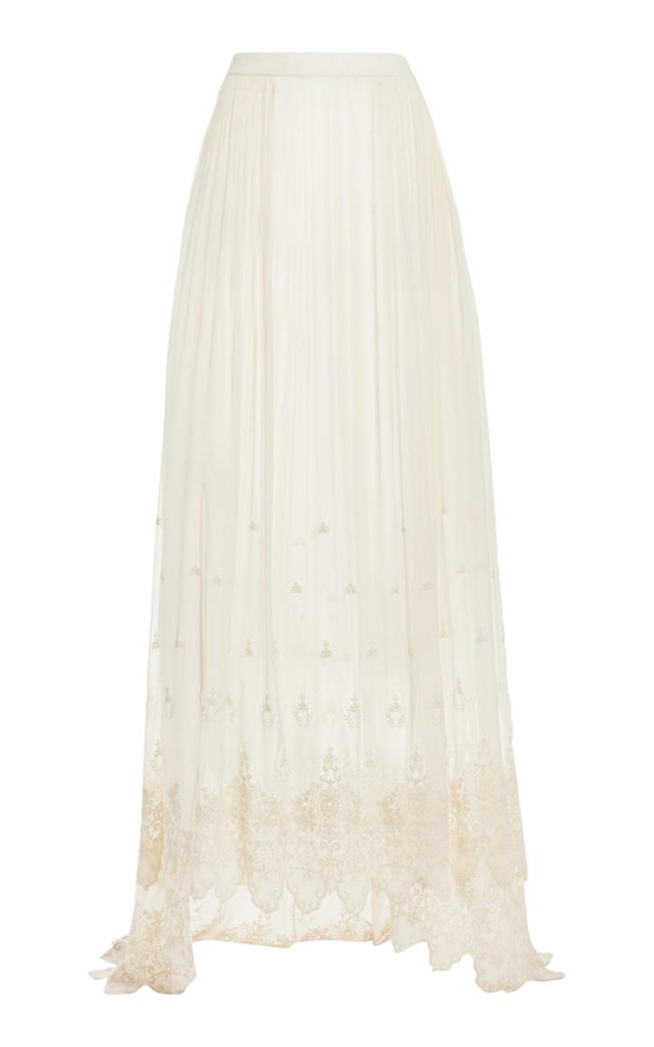 Paco Rabanne Embroidered Silk Georgette Maxi Skirt