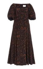Erdem Mariona Leopard Print Silk Midi Dress