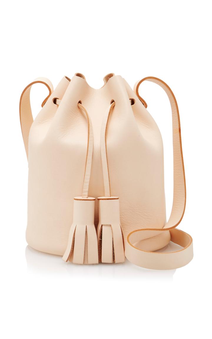 Building Block Leather Bucket Bag