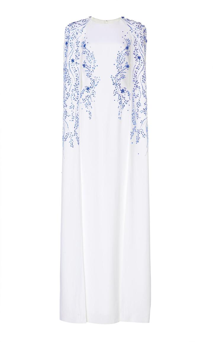 Jenny Packham Lylou Embellished Crepe Cape Gown