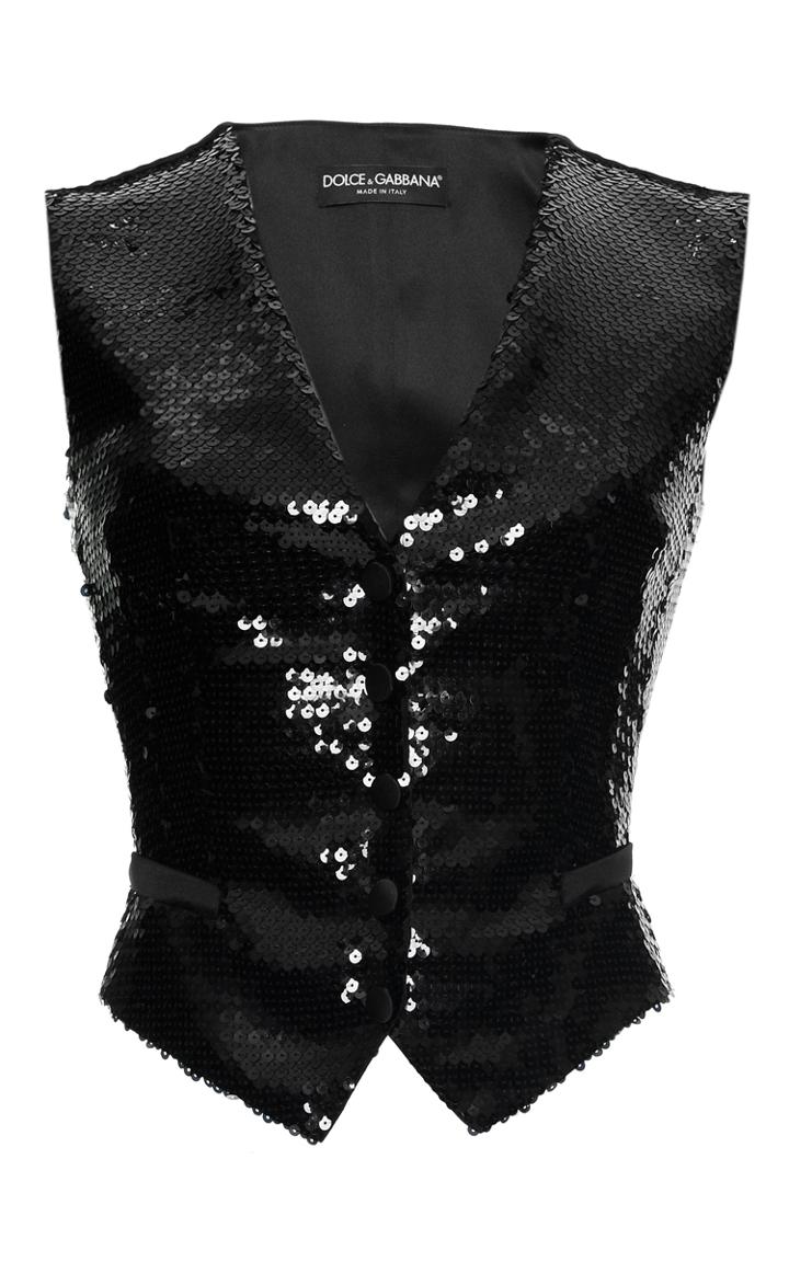 Dolce & Gabbana Sleeveless V Neck Paillette Vest