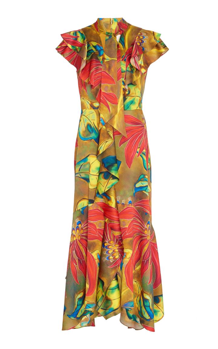 Peter Pilotto Silk Ruffle Midi Dress