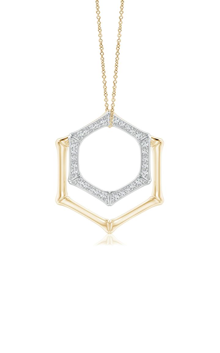 Natori Indochine Hexagonal Bamboo 14k Gold Diamond Pendant Duo