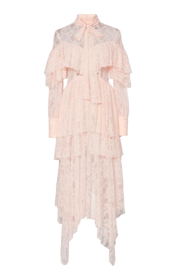 Matriel Blush Lace Layered Dress With Buttoned Back