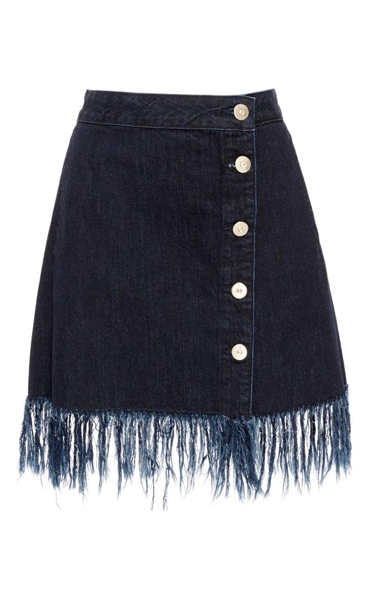 3x1 Ws Asymmetrical Fringed Skirt