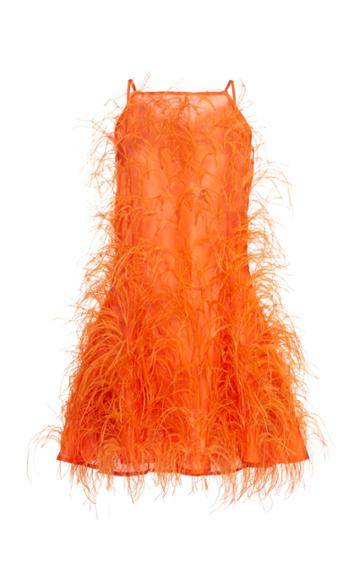 Cult Gaia Shannon Feather-embellished Silk-tulle Mini Dress Size: Xs