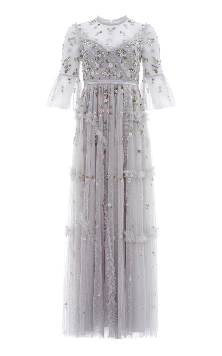 Moda Operandi Needle & Thread Shimmer Ditsy Embroidered Tulle Gown