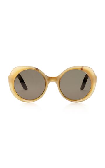 Lapima Carlota Oversized Round-frame Horn Sunglasses