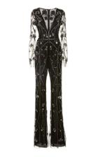 Pamella Roland Floral Embellished Tulle Jumpsuit