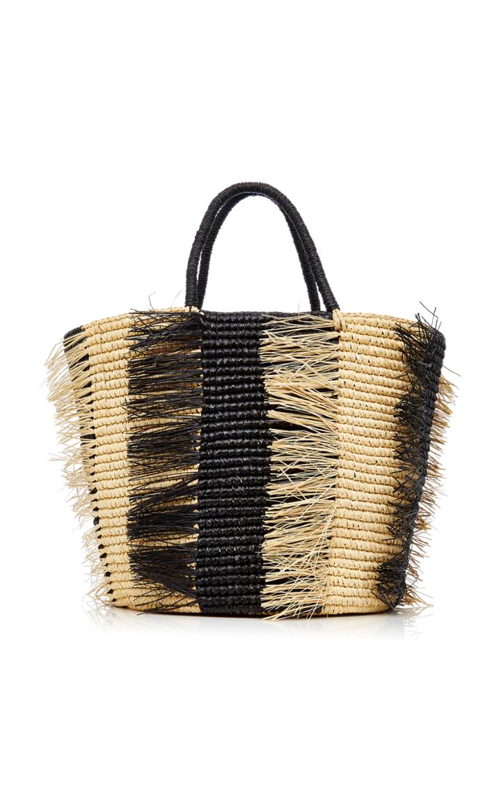 Sensi Studio Maxi Striped Two-tone Toquilla Straw Tote