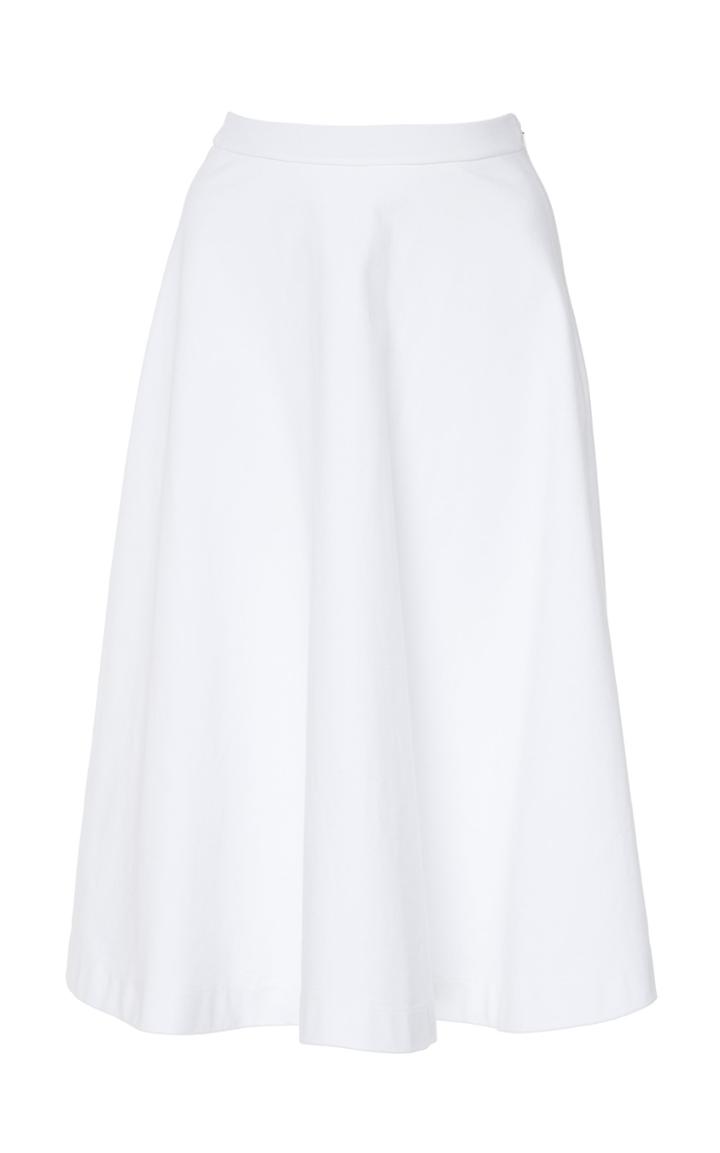 Prada Pleated Cotton Midi Skirt