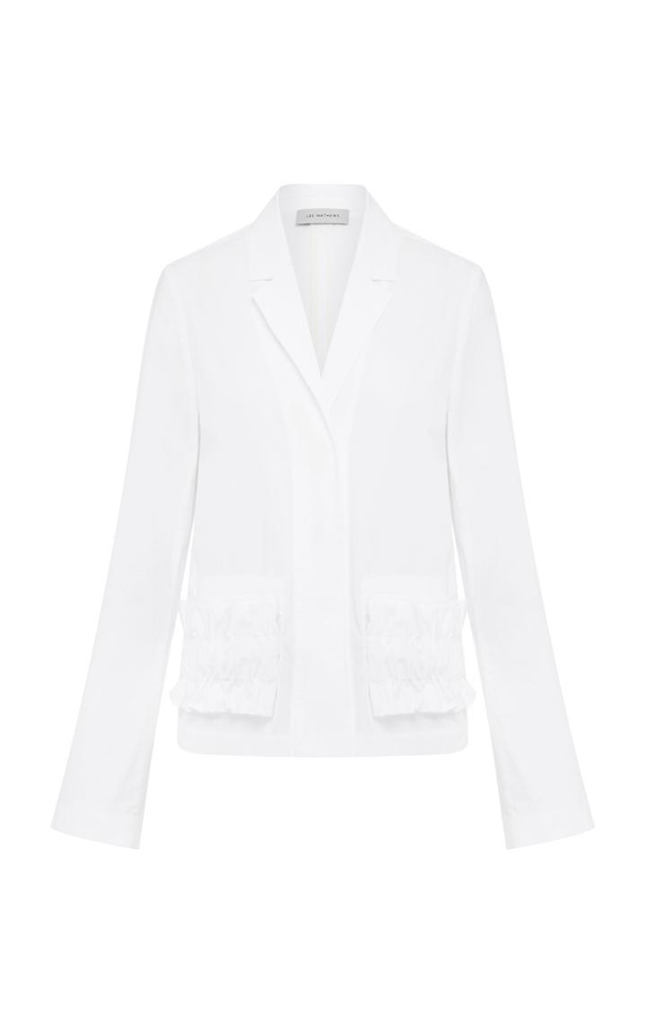 Lee Mathews Dwight Ruched Pocket Cotton Poplin Blazer