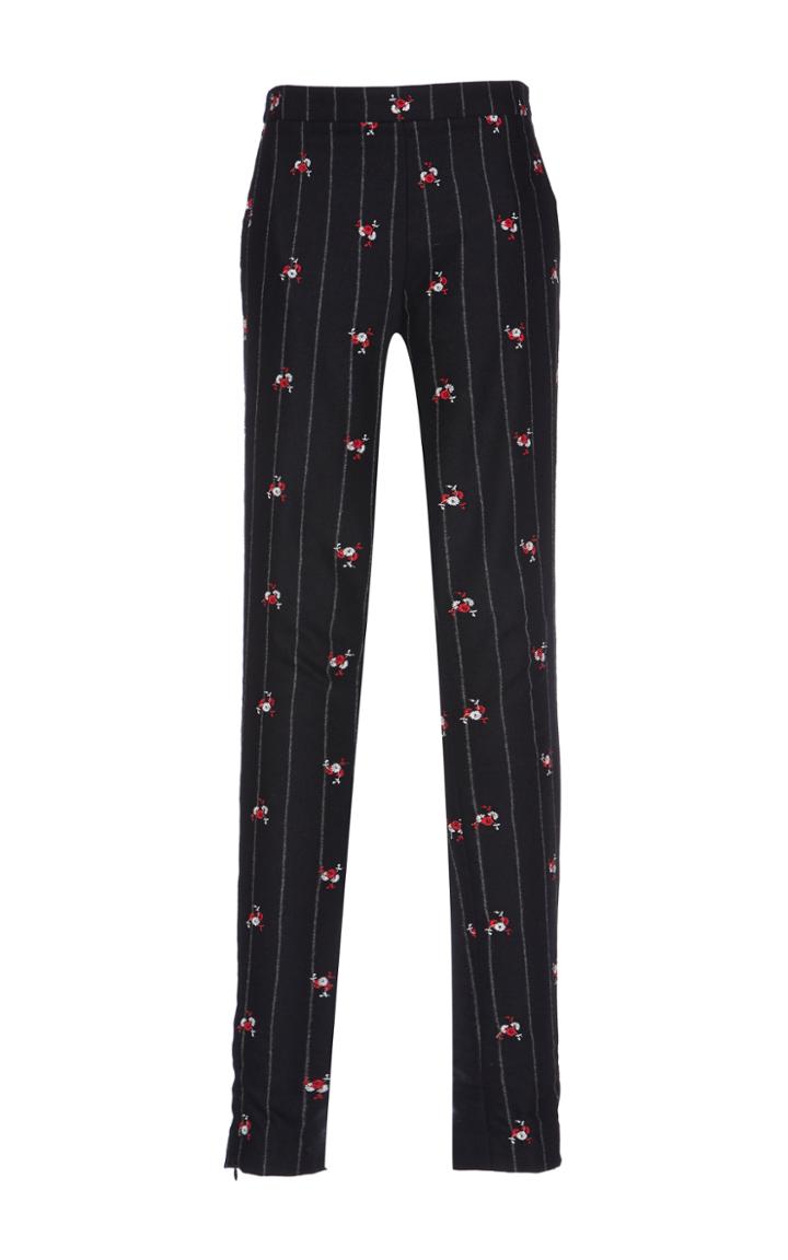 Giuseppe Di Morabito Floral Embroidered Pinstripe Skinny Trousers