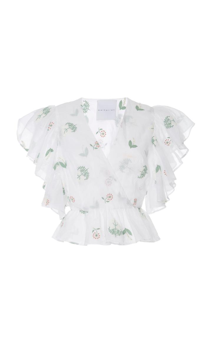 Markarian Atika Ruffled Cotton Wrap Top